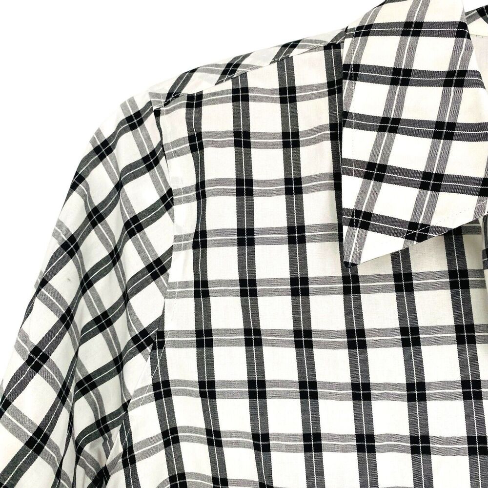 Talbots Women's Blouse Plus Size 16W Plaid Black Pullover 1/4 Button Long Sleeve - Picture 10 of 14